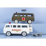 2 Nylint Toys Sanitätswagen, Ambulance, Blech, L 28 cm, mit Sitzbank vorne, 1x mit ...