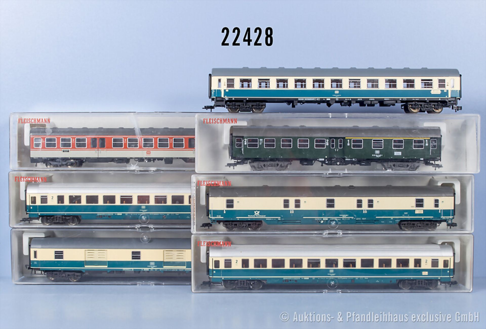 7 Fleischmann H0 D-Zug-Wagen, Z 2, 6 x in ...