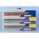 3 Heris H0 D-Zug Wagen, dabei 11029 Liegewagenset II und 1 Schlafwagen, Z 0-1, in ...