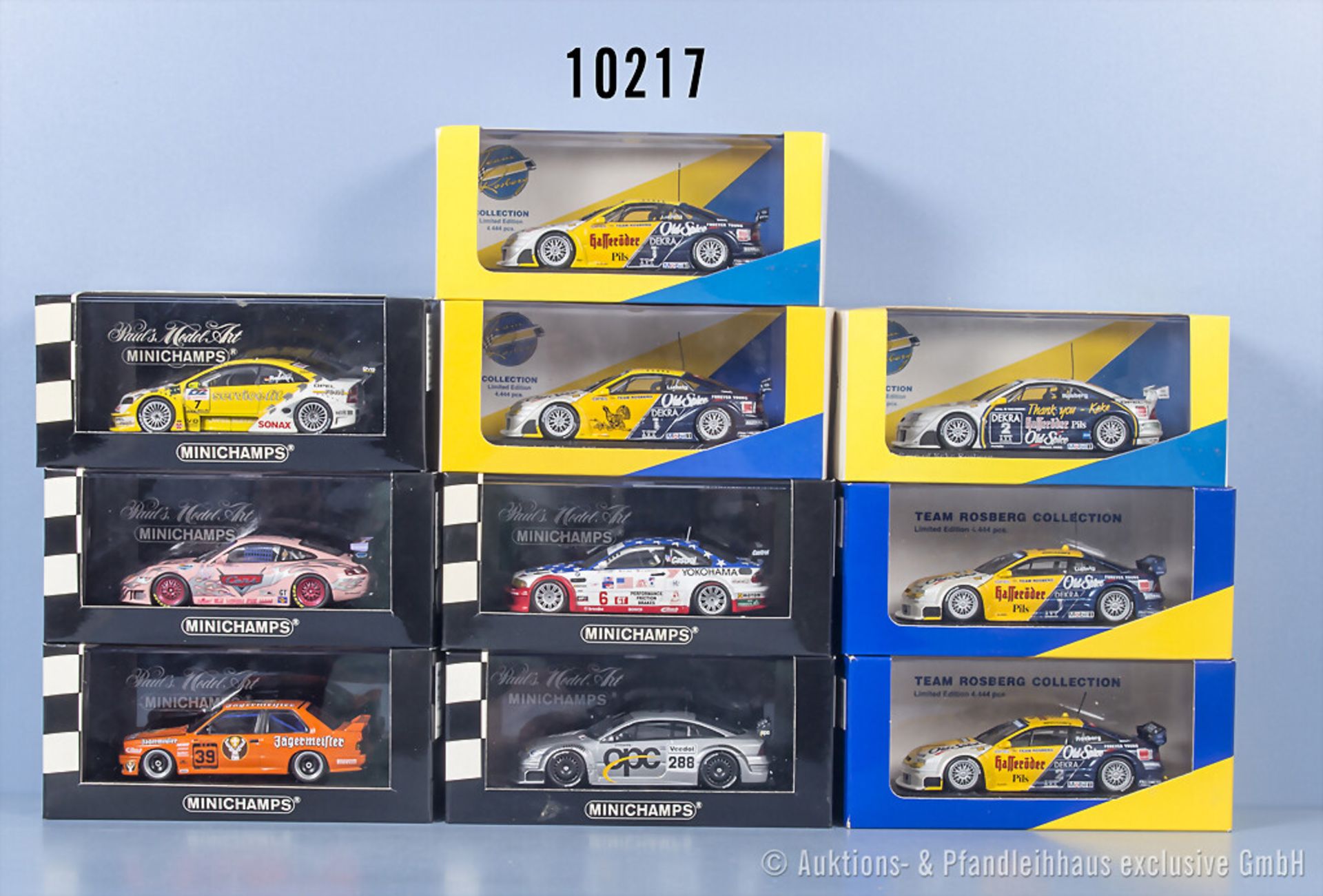 10 Minichamps Rennwagen, DTM, 5x Team Rosberg Collection (limitiert auf 4.444 Stück), ...