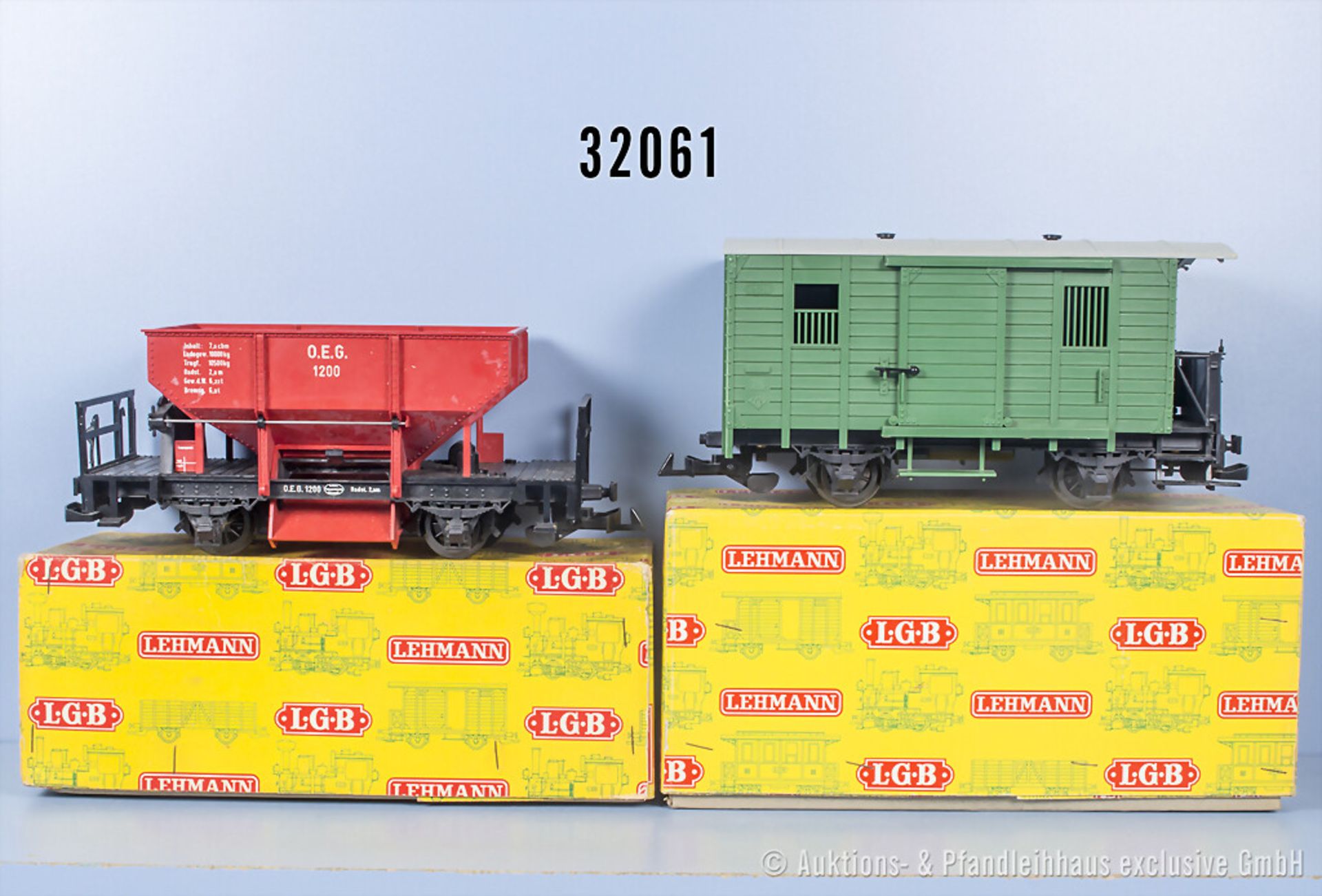 2 LGB Spur IIm Güterwagen, dabei 4029 und 4041, Z 1-2, in ...