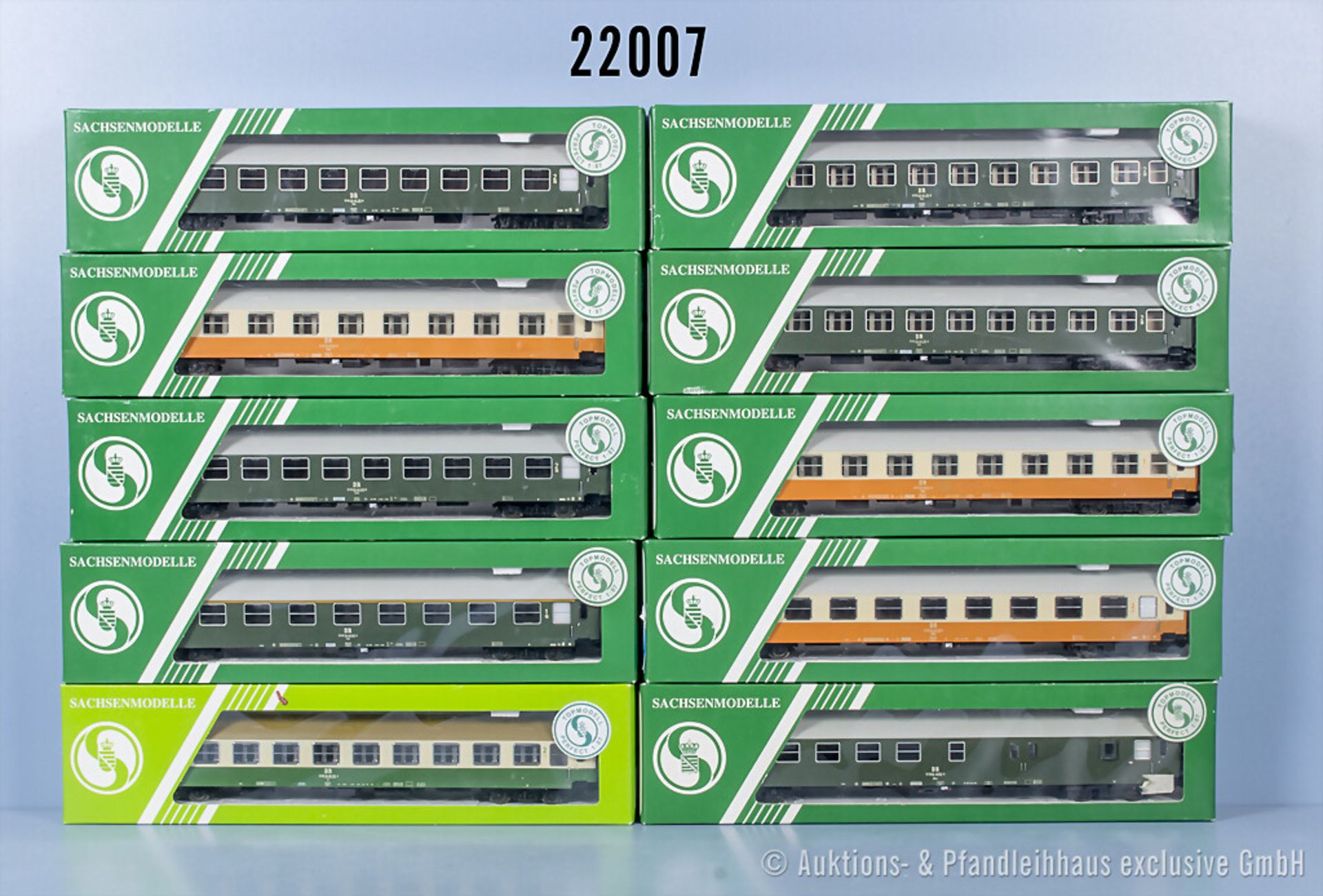 10 Sachsenmodelle H0 D-Zug Wagen, Z 1-2, in ...