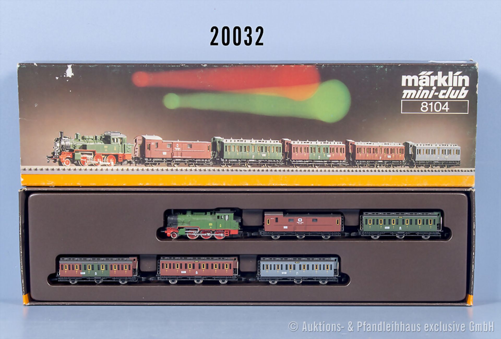 Märklin Spur Z 8104 Personenzugset der KPEV mit Tenderlok, BN 7777 und 5 Wagen, Z 0-1, ...