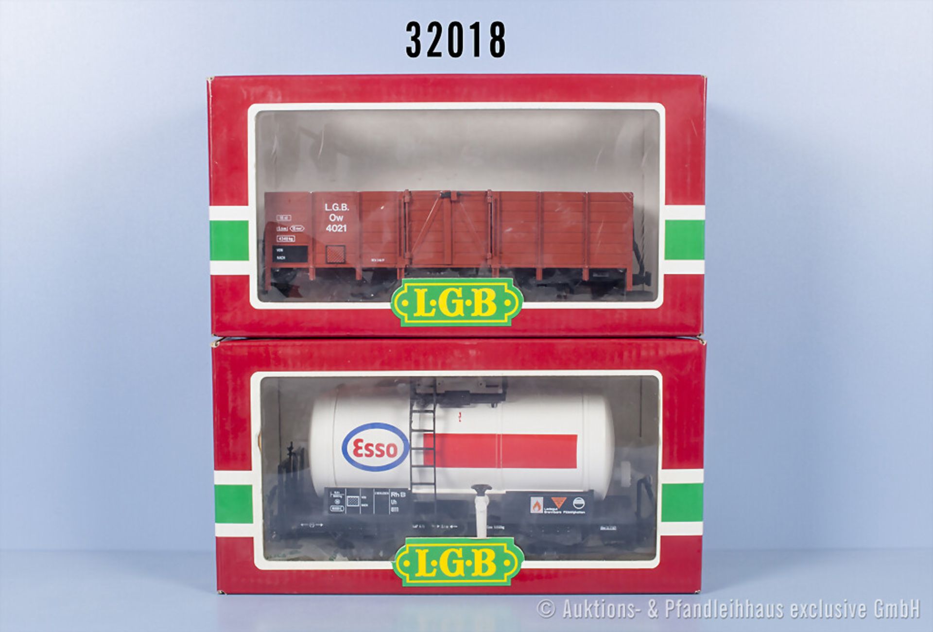 2 LGB Spur IIm Güterwagen, dabei 4021 und 4040E, Z 1-2, in ...