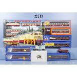 H0 Startset D-Zug mit Diesellok der DB, BN 218 217-8, 4 Wagen, Gleisen für ein Oval mit ...