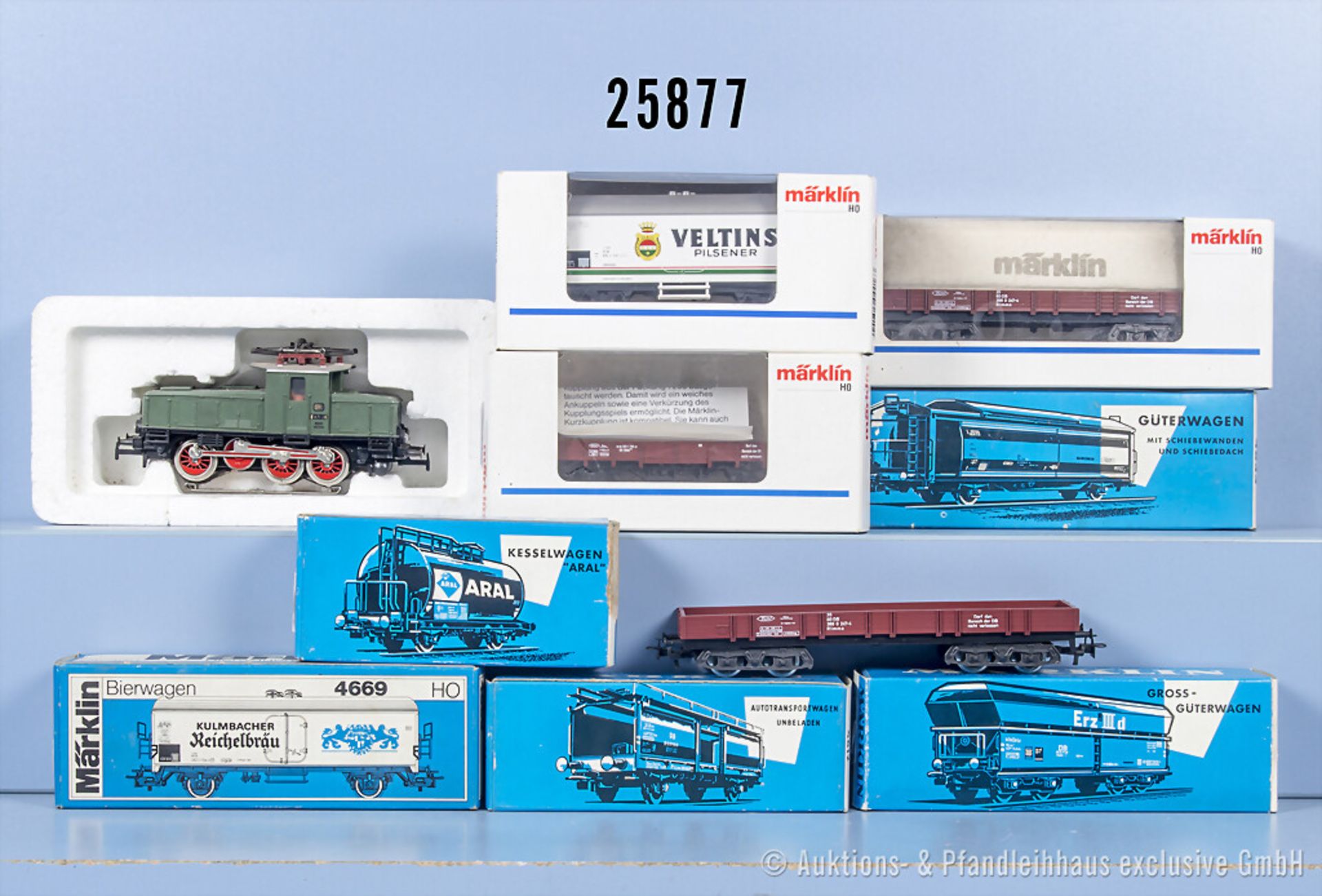 H0 Güterzug, dabei Primex E-Lok der DB, BN E63 08, 4416, 4423, 4475, 4612, 4624, 4633, ...