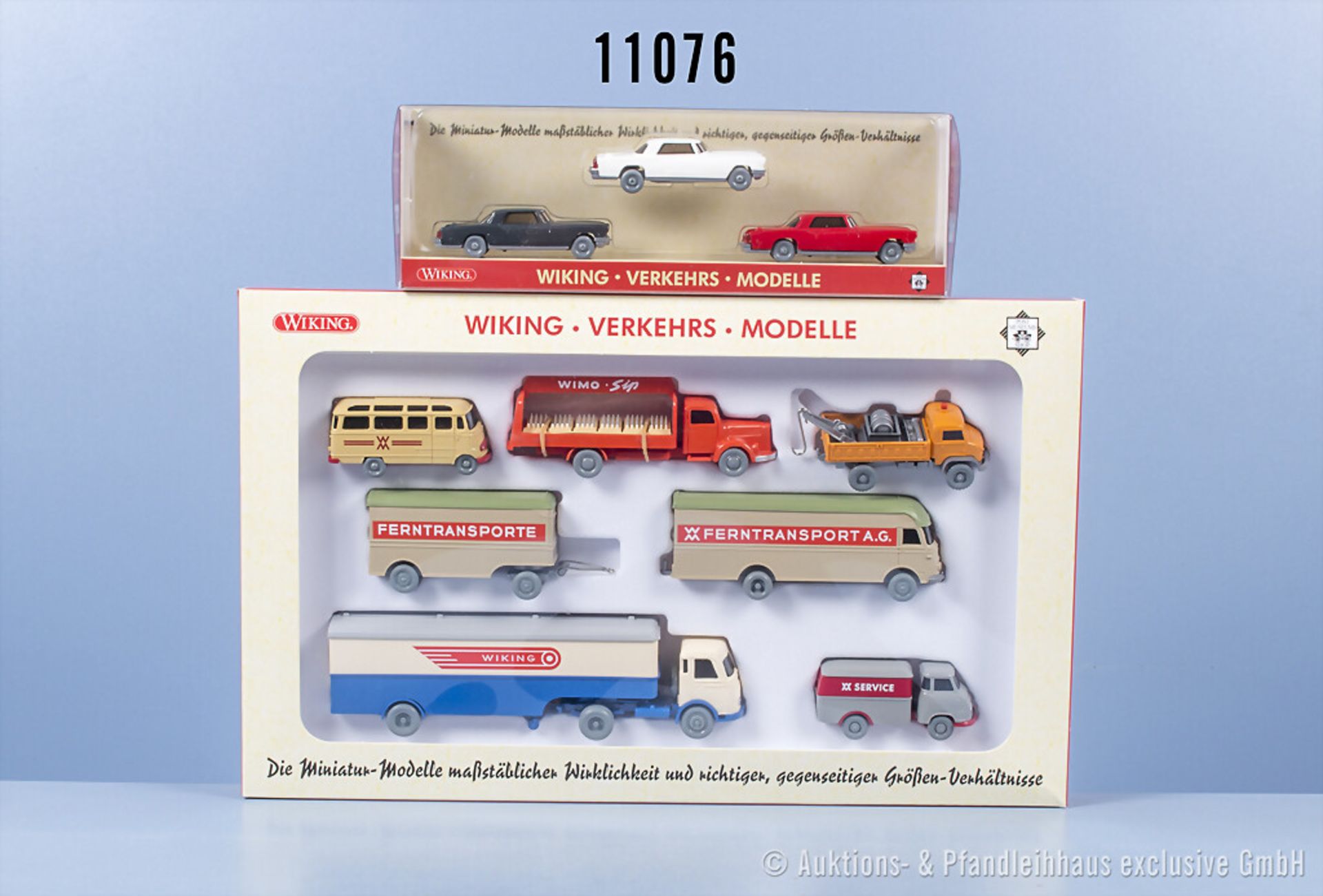 2 Wiking H0 Setpackungen Verkehrsmodelle, Ausgabe 70/ B und Ausgabe 100, Z 0, ...