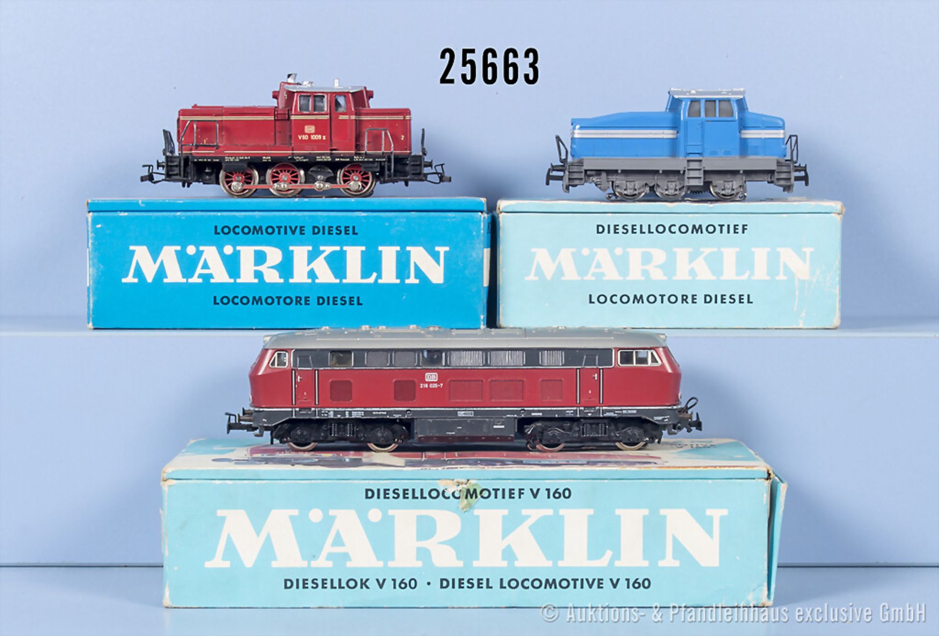 3 Märklin H0 Loks, dabei 3065 Diesellok der DB, BN V60 1009, 3075 Diesellok der DB, BN ...