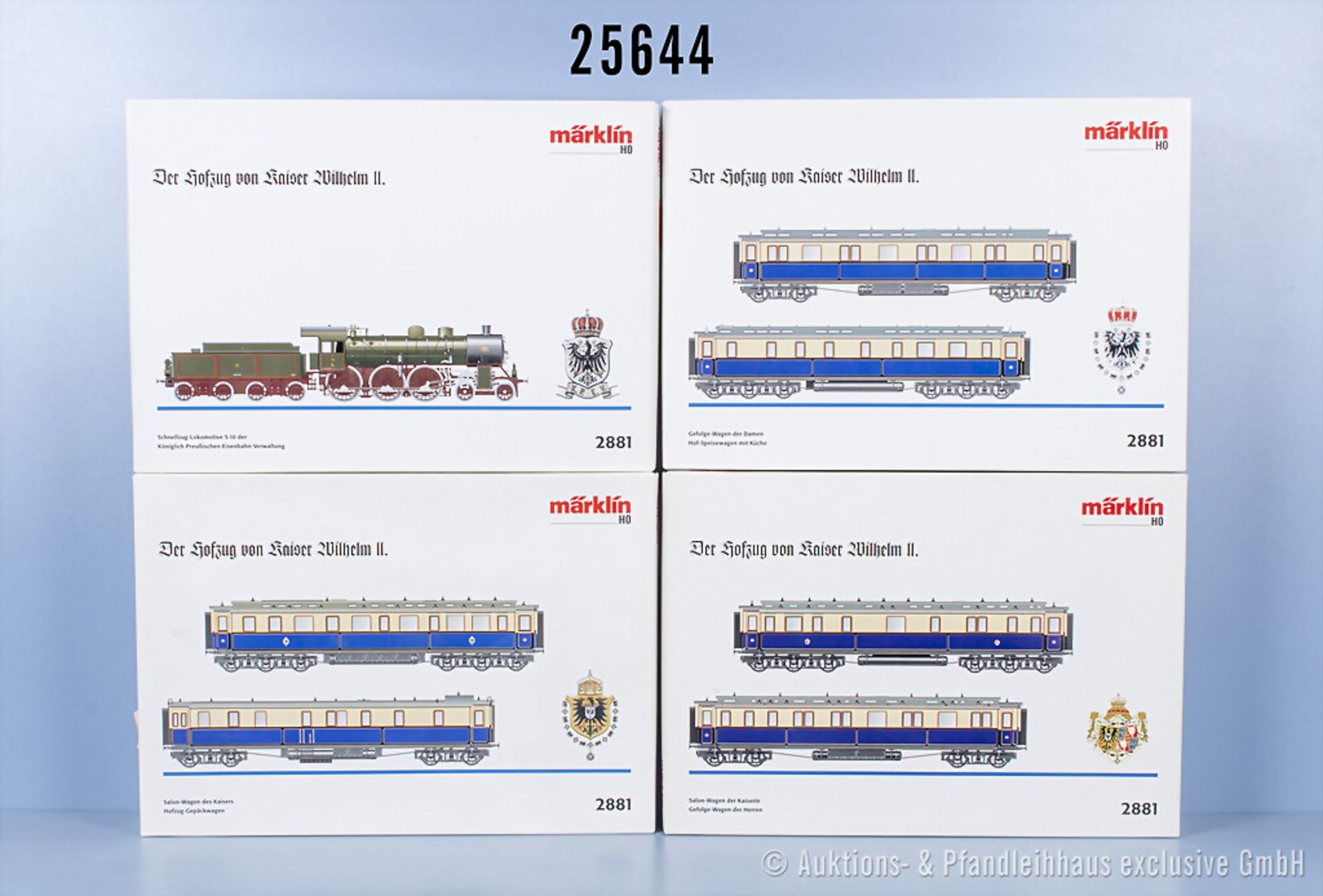 Märklin H0 2881 Hofzug von Kaiser Wilhelm II. mit Schlepptenderlok der KPEV, BN 1008 ...