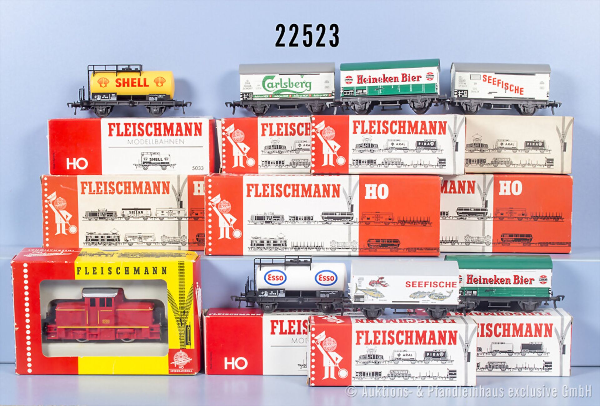 Fleischmann H0 Güterzug, dabei 4200 Industrie-Diesellok, BN 1305 und 10 Wagen, Z 1-2, ...