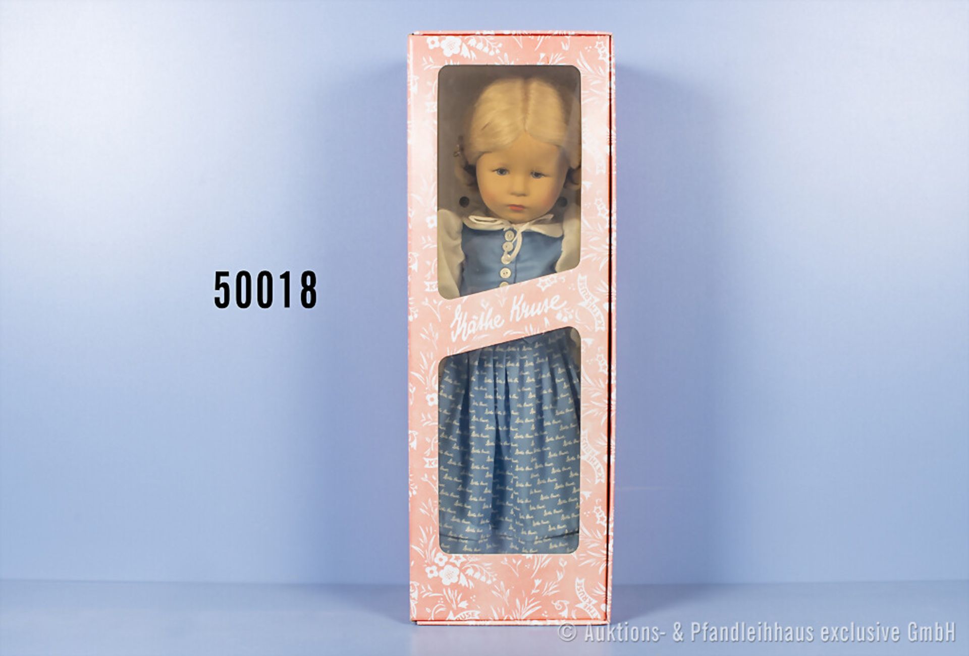 Käthe Kruse Puppe "Käthchen" von 1989, H 47 cm, blonde Perücke, mit original Bekleidung ...