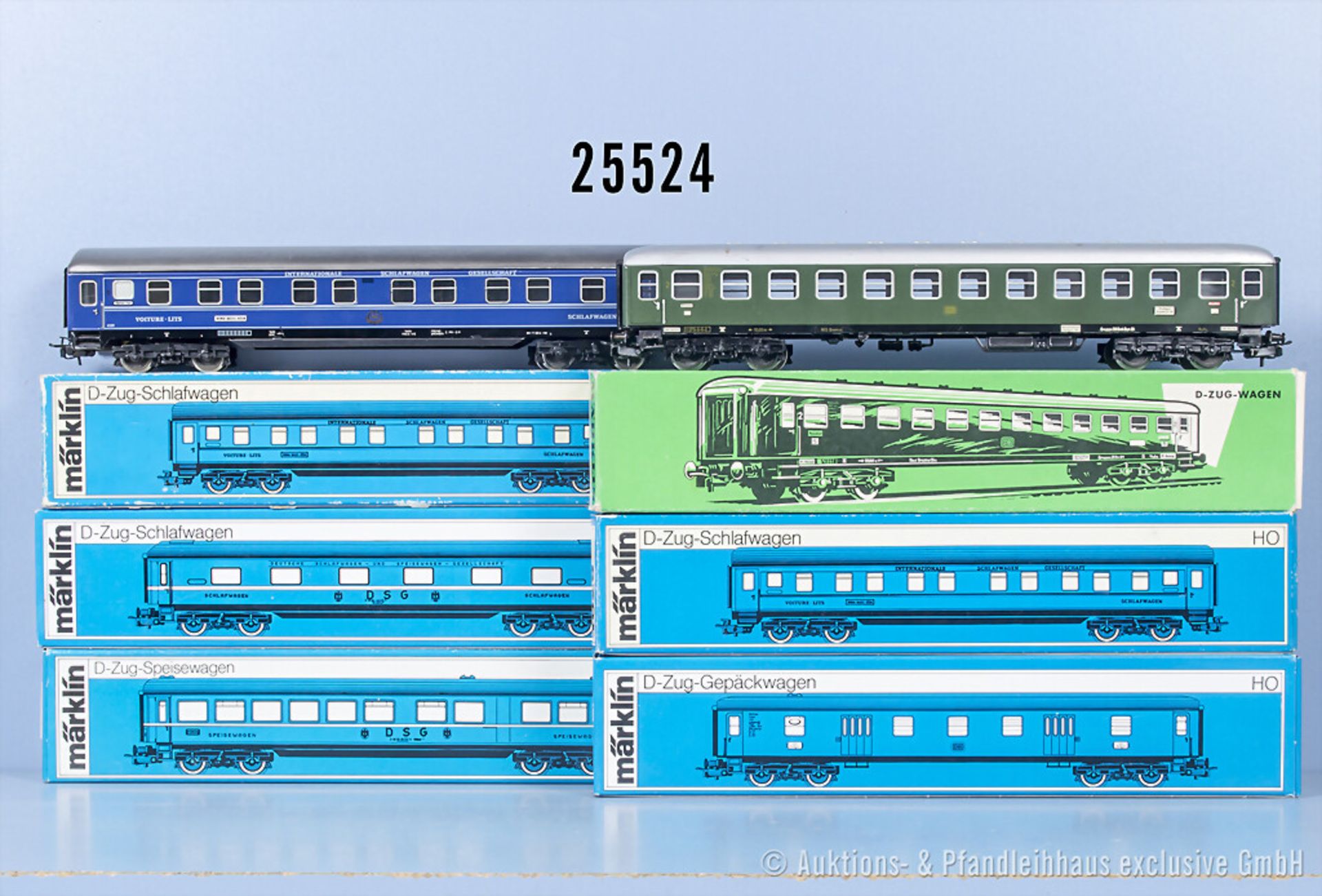 6 Märklin H0 D-Zug-Wagen, dabei 4022, 4026, 2 x 4029, 4064 und 4188, Z 1-2, in ...