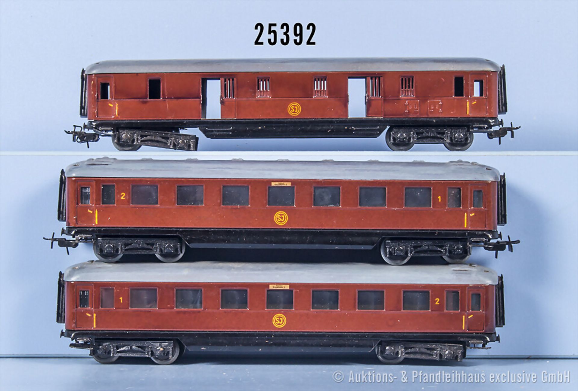 3 Märklin H0 D-Zug-Wagen der SJ, Z ...