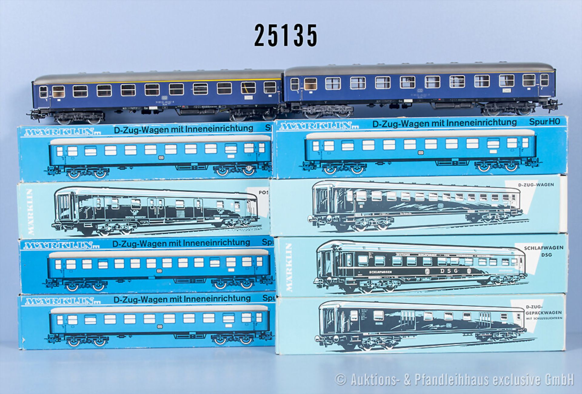 8 Märklin H0 D-Zug-Wagen, dabei 4022, 4044, 4047, 4052, 3 x 4053 und 4064 , Z 1-2 in ...