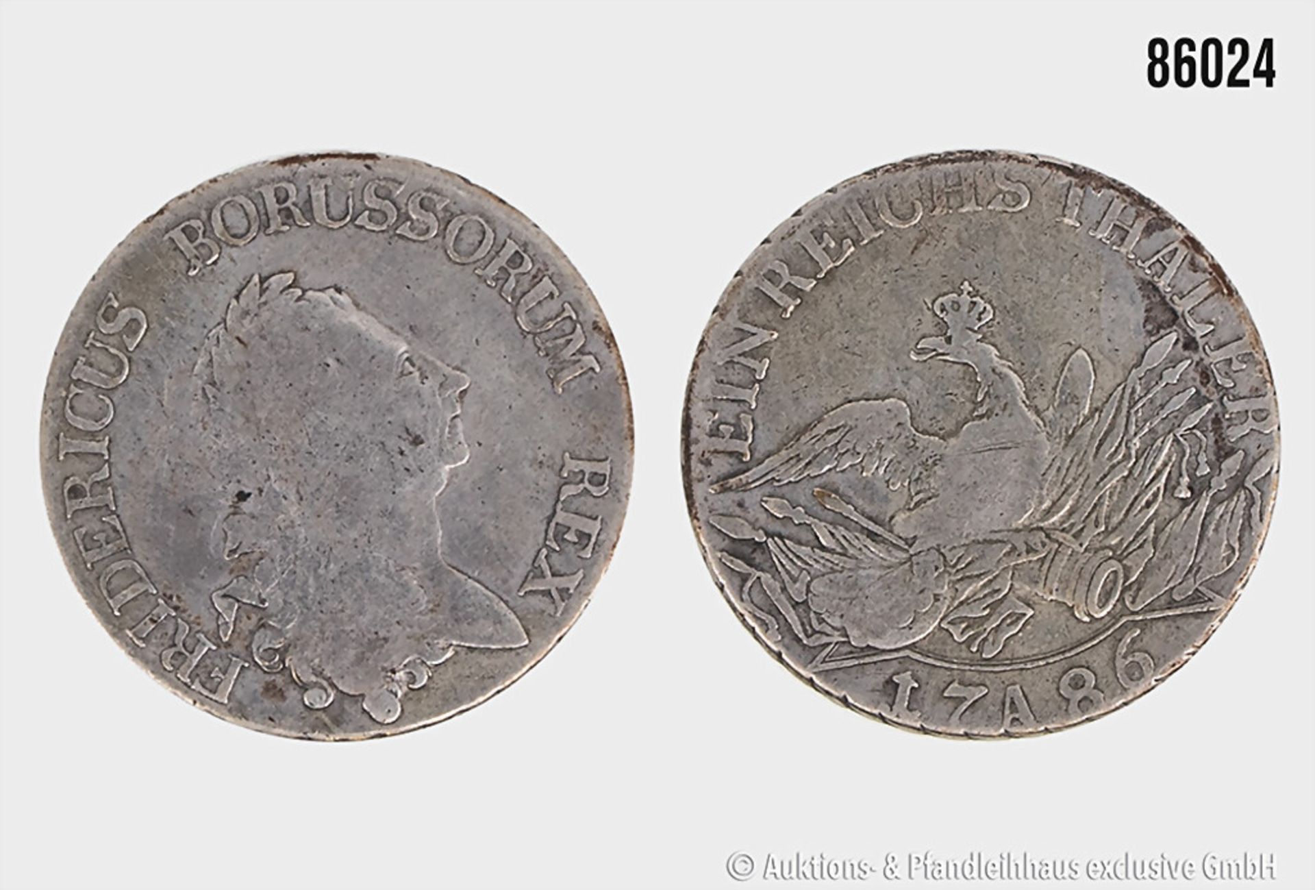 Preussen 1 Taler 1786 A Friedrich II, Reichstaler in Silber, 21,58 g, Zustand ...