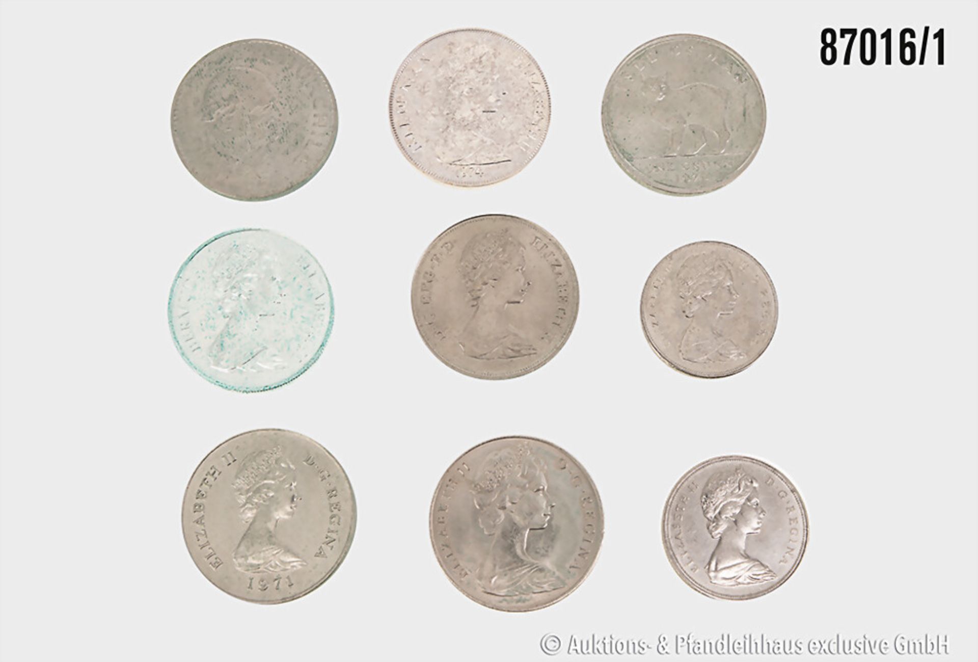 Konv. Münzen Queen Elisabeth, 1 Dollar 1972 Silver Wedding in Silber, Churchill 1965, ...