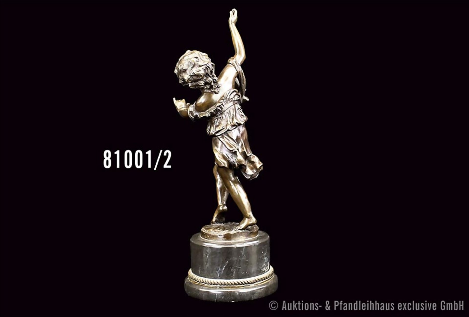 E. Plat (Bildhauer des 20. Jh.) Bronze, Tanzender Knabe, seitlich auf der Plinthe ... - Bild 2 aus 2