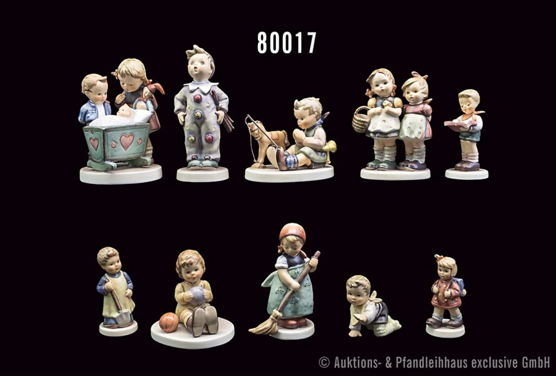 10 Goebel Hummel-Figuren, Porzellan, polychrome Bemalung, dabei 371 "Vatertag", 658 ...
