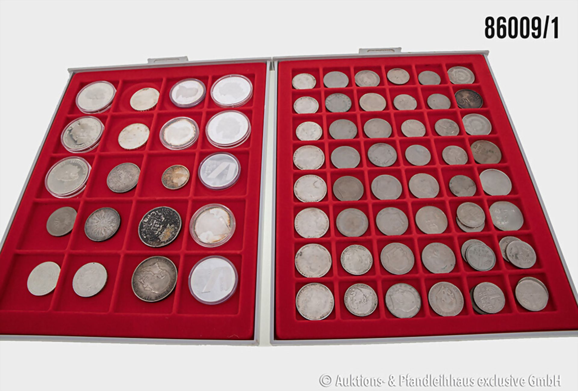 Konvolut Münzen in 6 Lindner Münzboxen, verschiedene Münzen Europa/Welt sowie 3 Münzen ...