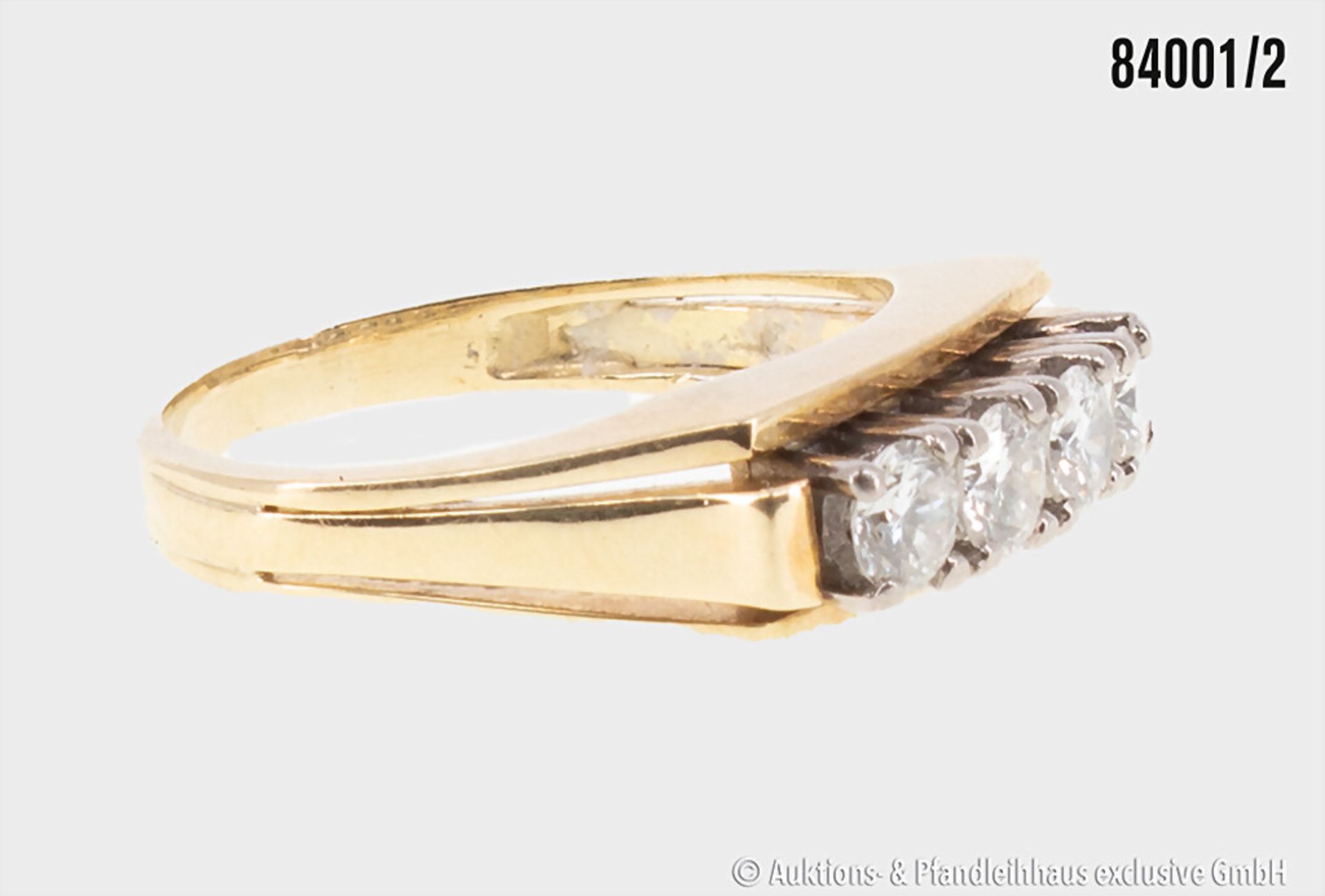 Ring, 585er Gelbgold, mit 4 Diamanten in Brillantschliff, zus. ca. 0,80 ct., Si, weiß, ... - Bild 2 aus 2
