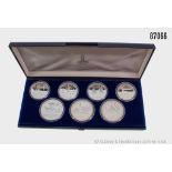 Russland Kassette mit 7 Silbermünzen auf die Olympischen Spiele 1980 in Moskau, 3 x 10 ...