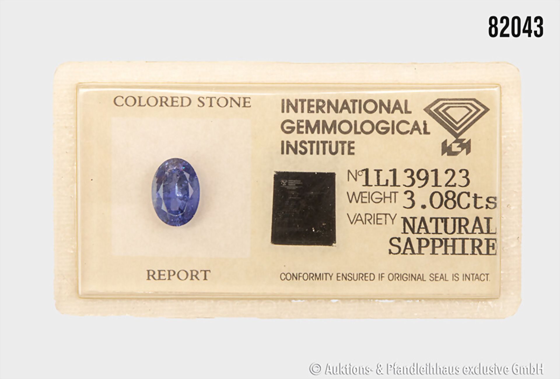 loser Saphir, 3,08 ct, oval faceted, Natural Corundum, blau transparent, 9,96 x 7,36 x ...