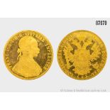 Goldmünze, Österreich/Ungarn 4 Dukaten 1915, 13,97 g, Feingehalt 986 Gold, D 40 mm, ...