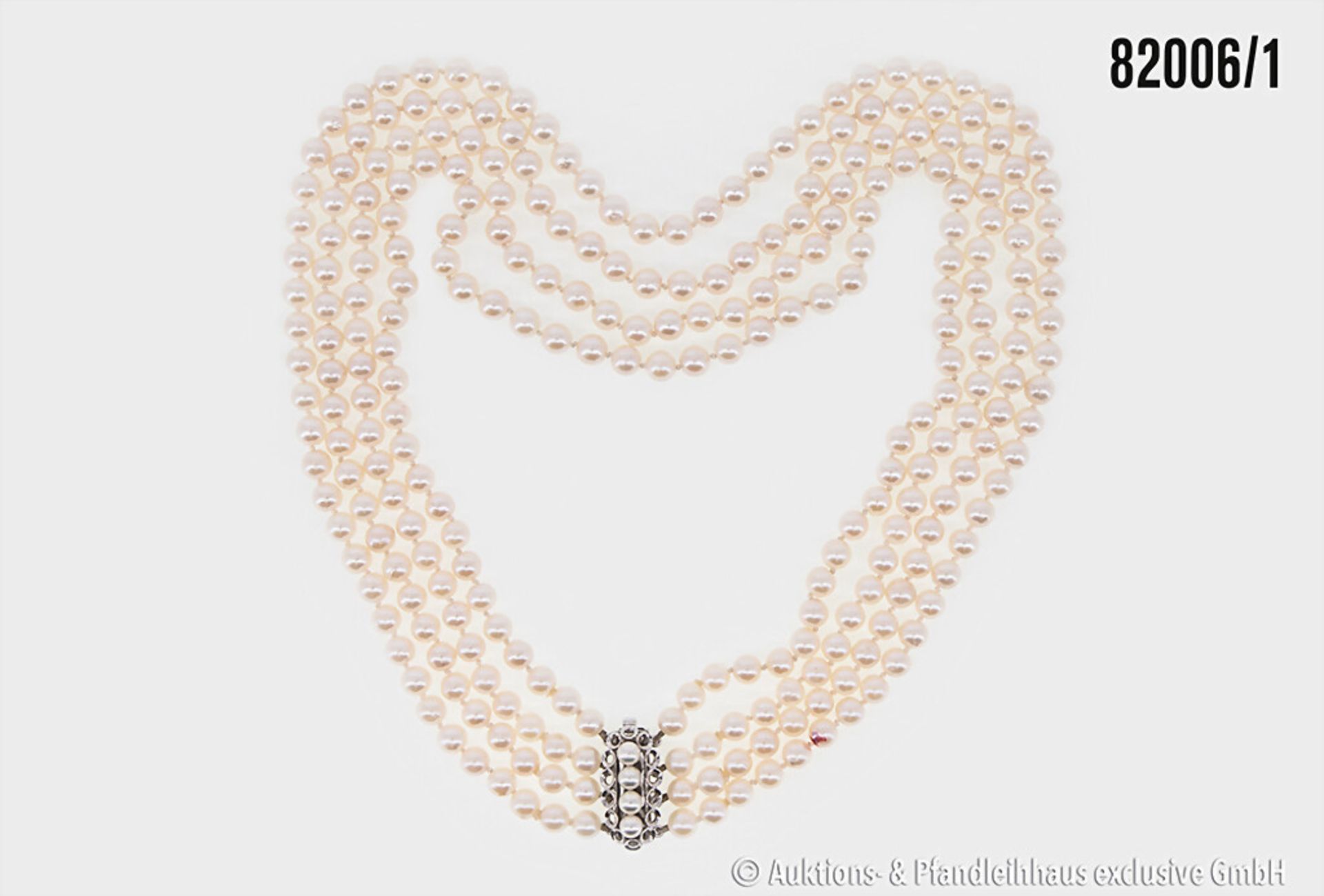 Zuchtperlenkette Halskette, ca. 16 g, mit 585er Weißgold-Schließe versehen, mit 278 ...