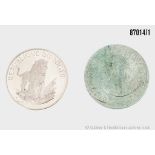 Konv. 2 Silbermünzen, 10 Franc Niger 1968 (Löwe) in vorzüglich und 50 Cent South Africa ...