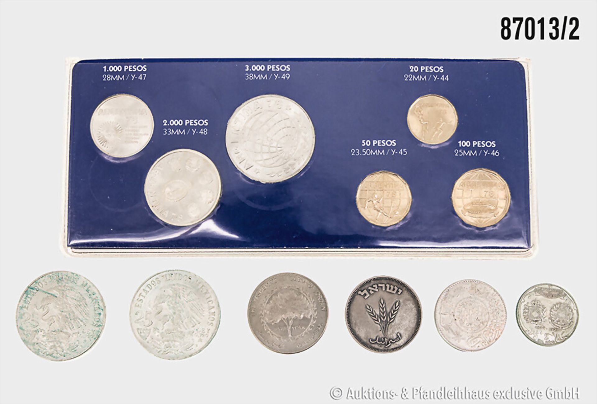 Konv. 12 Münzen, die meisten in Silber, dabei Argentinien Münzsatz, 2 x 25 Pesos Mexiko ... - Bild 2 aus 2