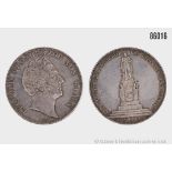 Baden Doppeltaler 1844, Leopold, Denkmal Carl Friedrich, Rand leicht bestoßen, 4323 ...