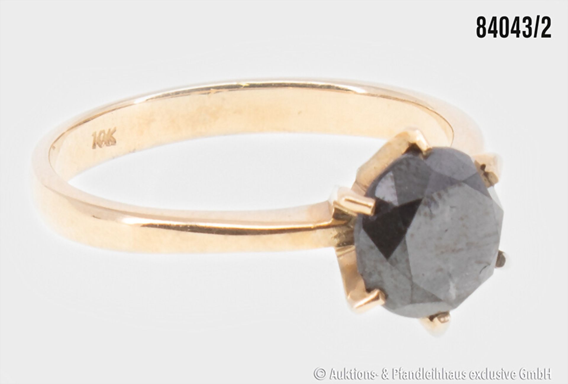 Ring, 585 Gelbgold, mit einem schwarz behandelten Diamanten, ca. 1,30 ct., 6,72 g, ... - Bild 2 aus 2