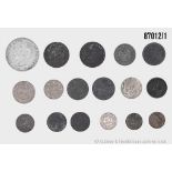 Konv. 17 Münzen, 1 x Silber 100 Liba 1934 Bulgarien, 3 x Freie Stadt Danzig 10 Pf. ...