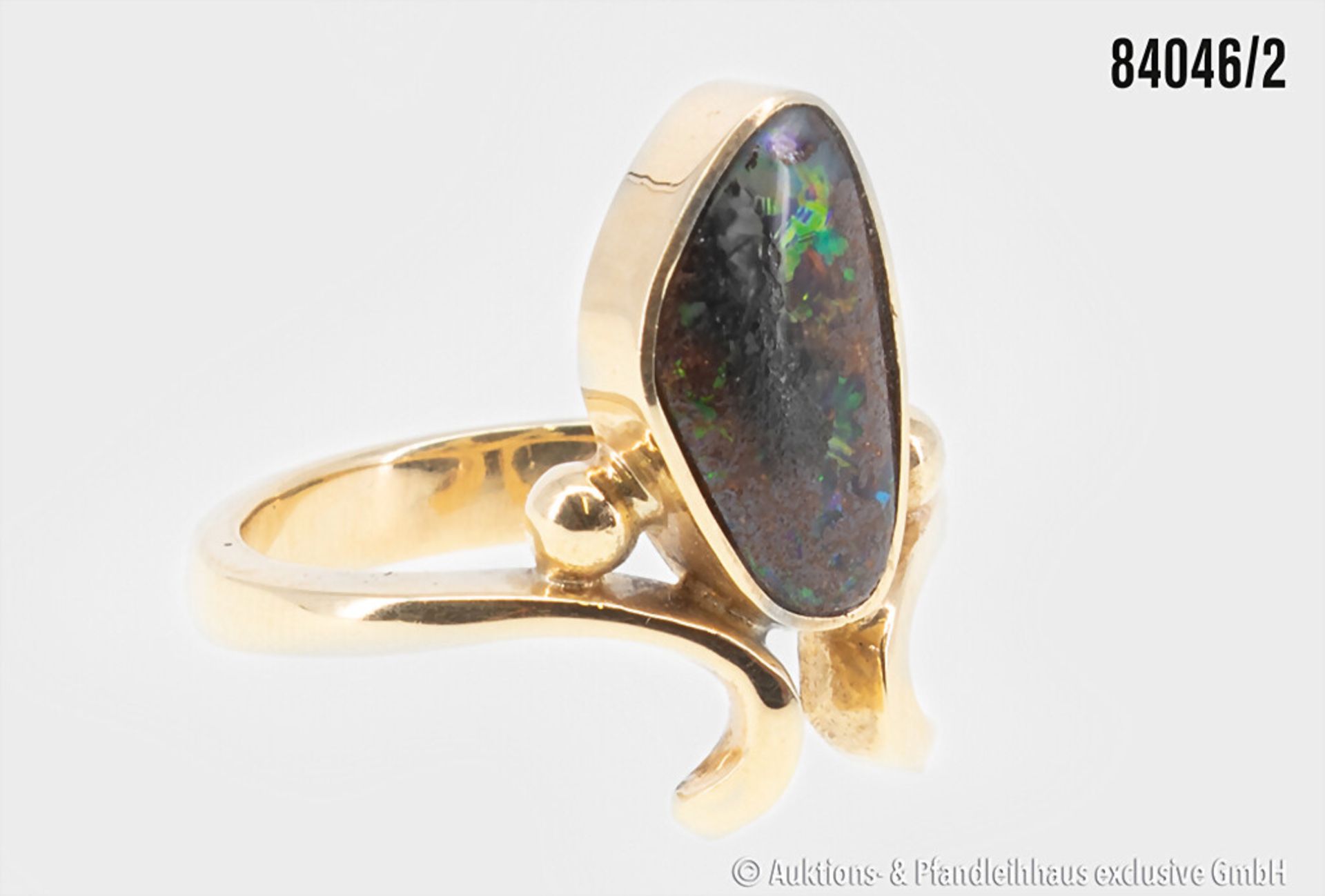 Ring, 585 Gelbgold, mit einem Boulder-Opal-Cabochon, ca. 3,20 ct., 6,62 g, Ringgröße ... - Bild 2 aus 2