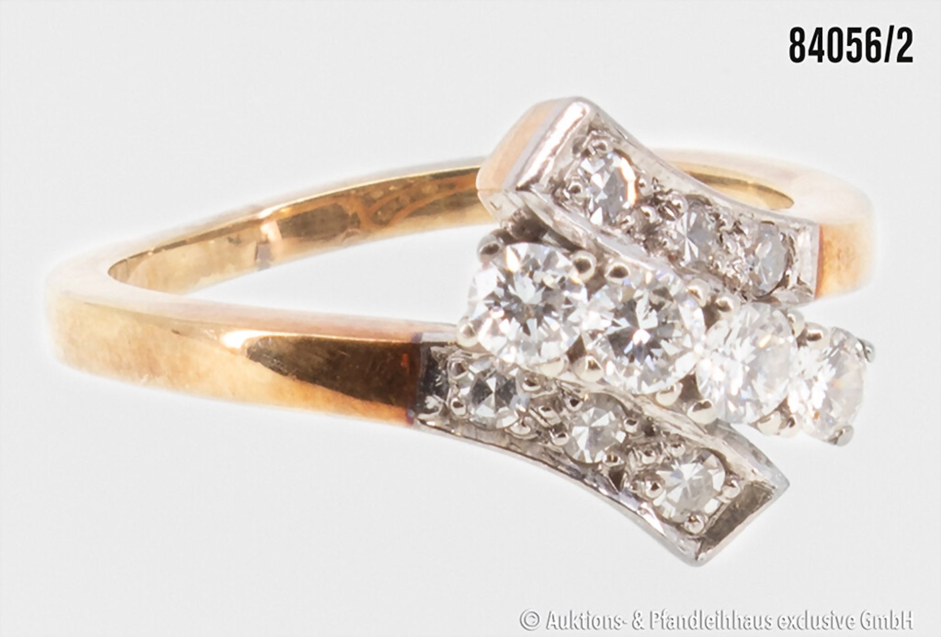Ring, 585 Gelbgold, besetzt mit 10 Diamanten, zus. ca. 0,52 ct., 4,6 g, Ringgröße ca. ... - Bild 2 aus 2