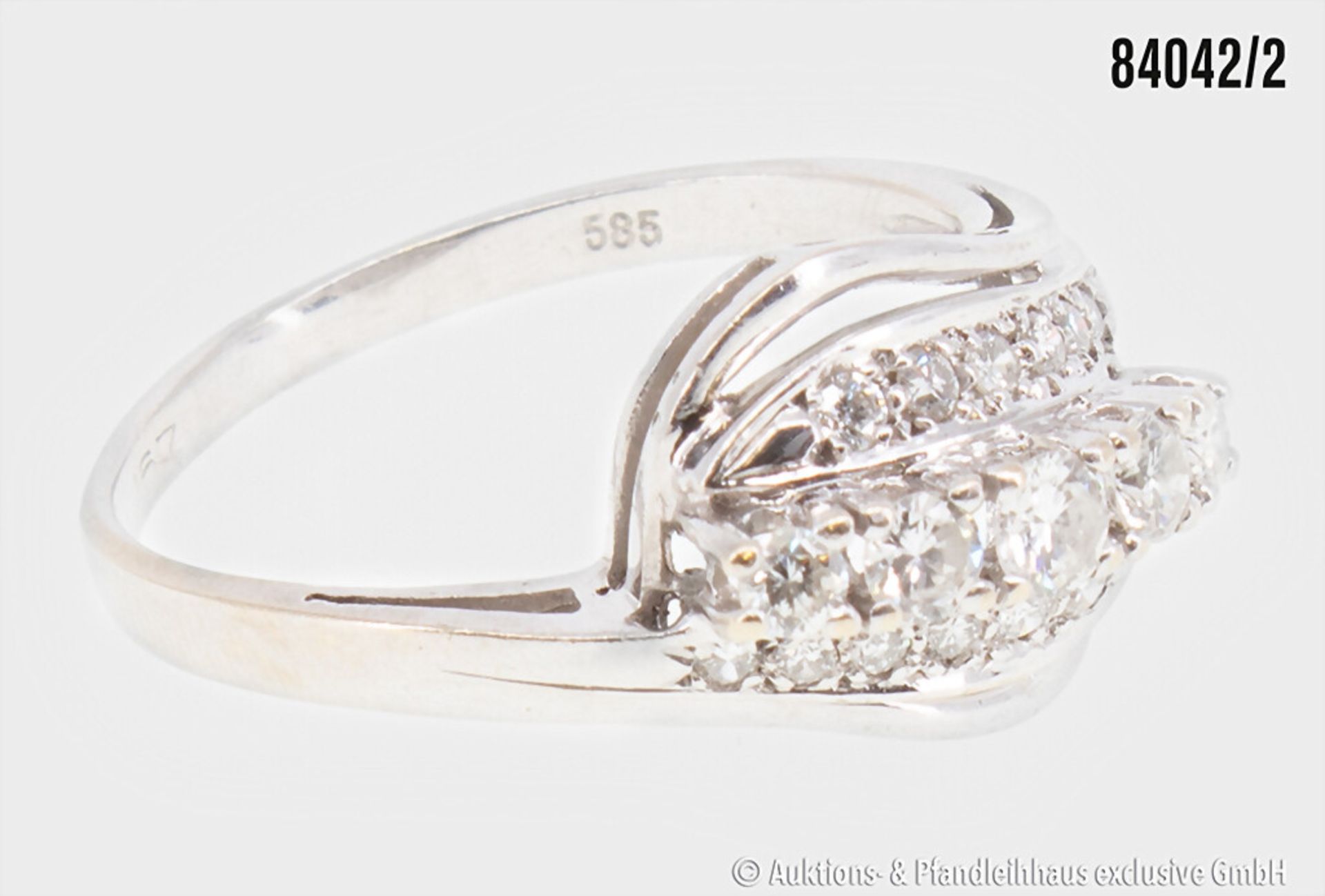 Ring, 585 Weißgold, mit Diamanten im Brillantschliff, zus. ca. 0,87 ct., si, weiß, 4,16 ... - Bild 2 aus 2