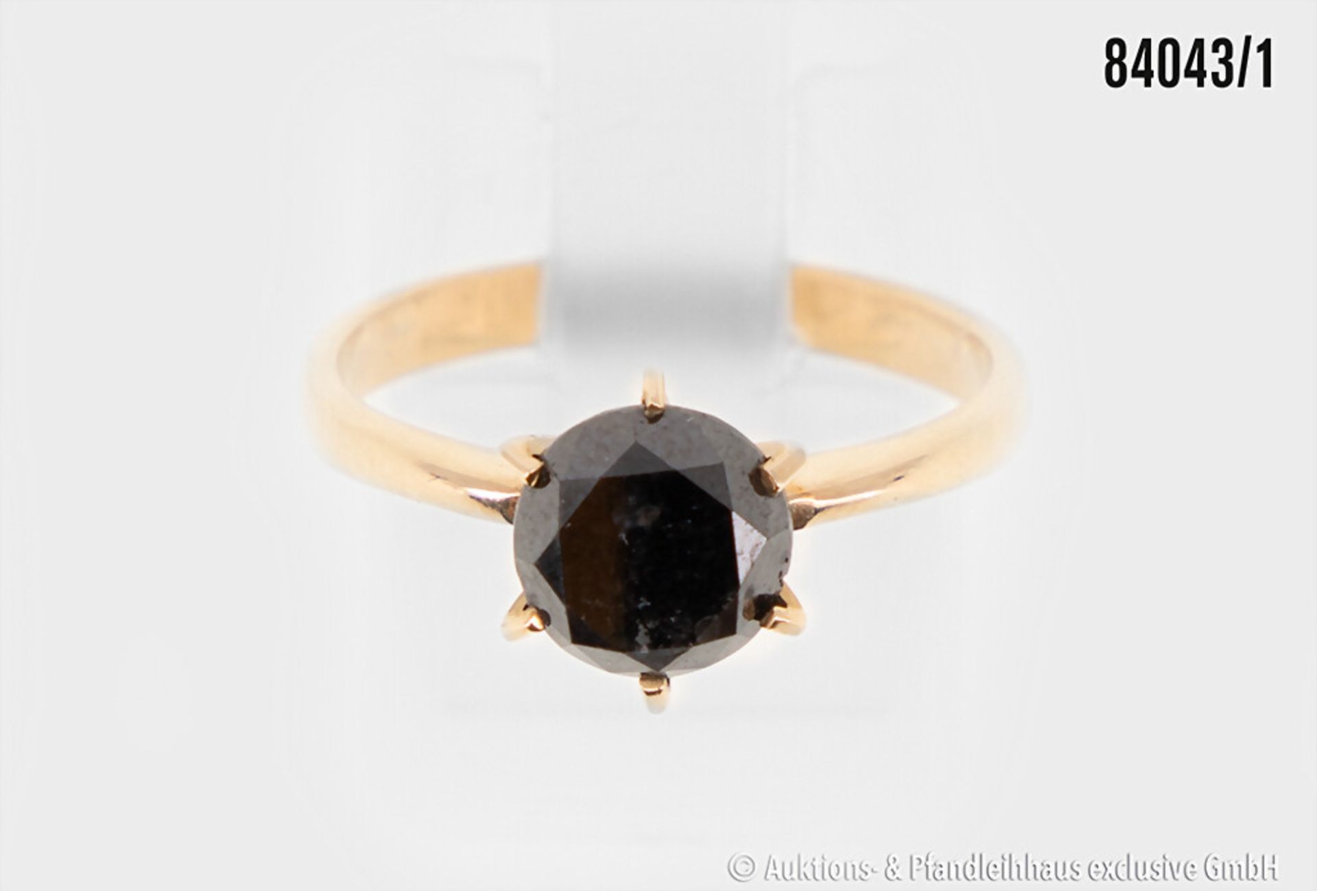 Ring, 585 Gelbgold, mit einem schwarz behandelten Diamanten, ca. 1,30 ct., 6,72 g, ...