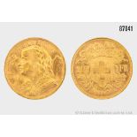 Goldmünze, Schweiz 20 Franken Gold 1947, 900er, 6,45 g, Zustand ss - ...