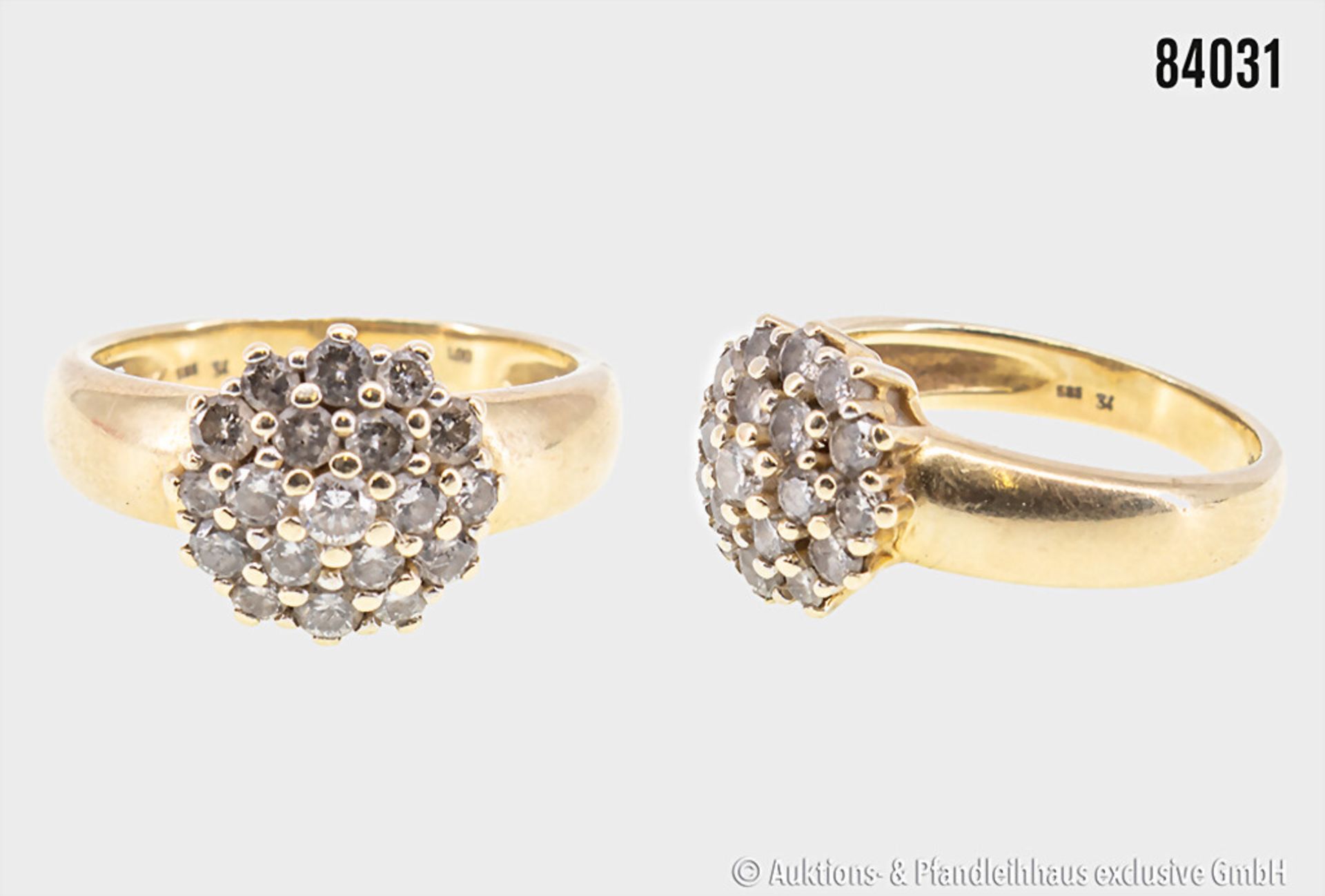 Ring, 585er Gold, mit Brillanten, zusammen ca. 1,00 ct, crystal, 6,04 g, Ringgröße ca. ...