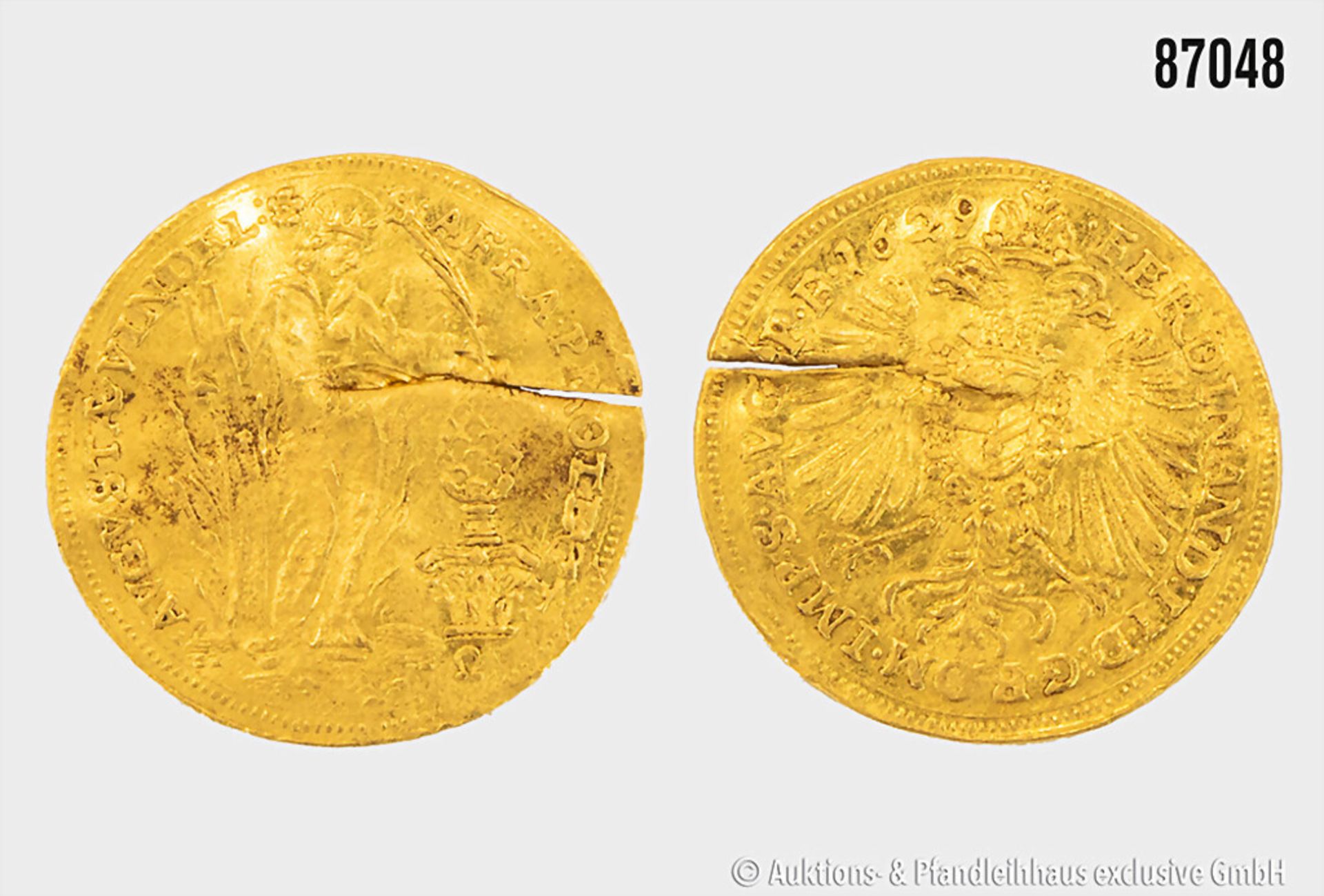 Goldmünze, Österreich 1 Dukat 1629 mit Prüfhieb, rückseitig ...