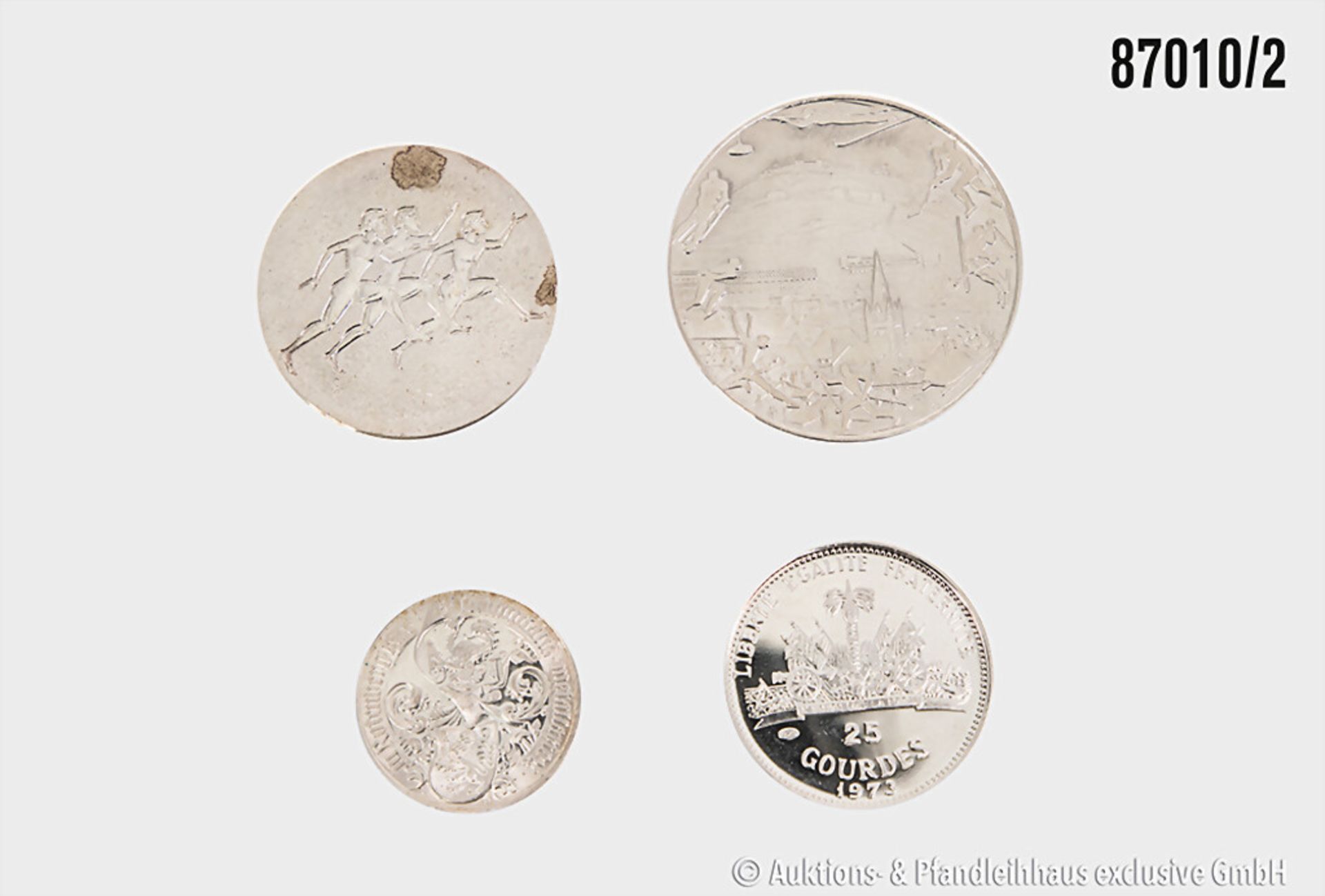 Konv. 4 Silbermünzen/Medaillen, 1 x Med. Aus der Hütte Brixlegg Tirol 1967, 5,77 g in ... - Bild 2 aus 2