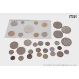 Konvolut Münzen England, Schweiz, Frankreich und Südafrika, u.a. 2 x 5 Schilling 1952, ...