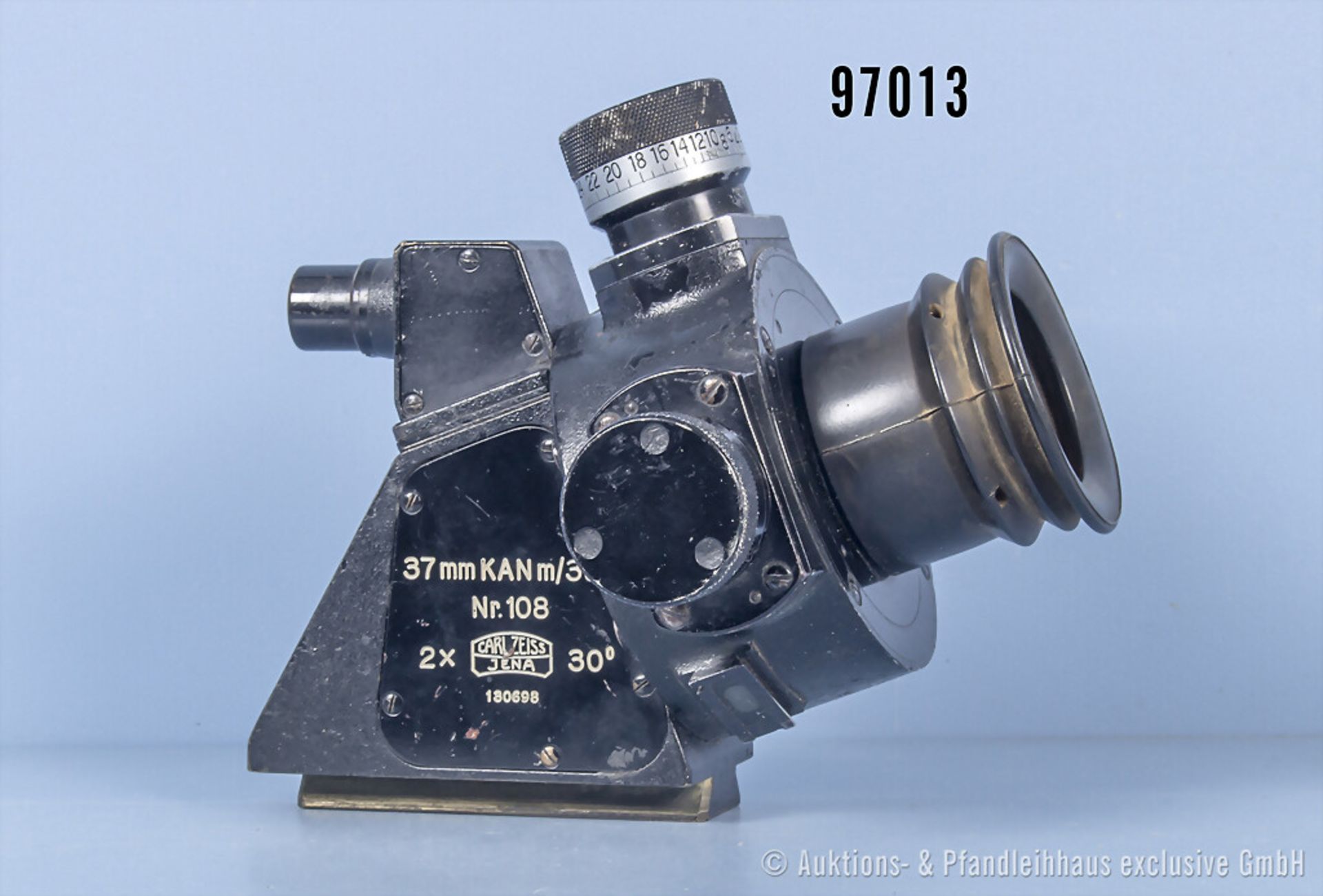 Zieloptik "37 mm KAN m/38 Nr 108 2 x 30°", Hersteller "Carl Zeiss Jena", L ca. 17,5 cm, ...