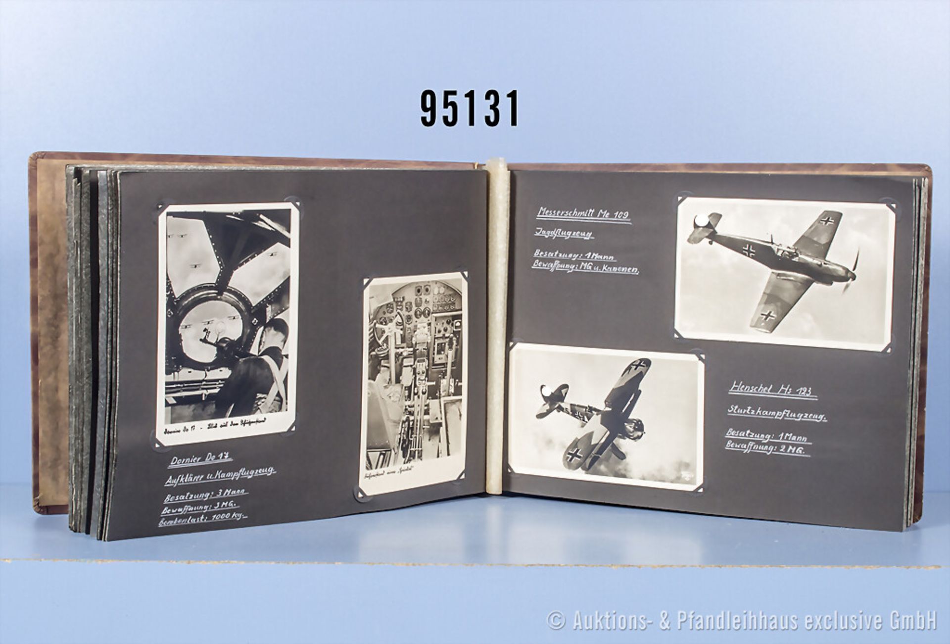 Postkartenalbum Luftwaffe 2. WK, angelegt während des Krieges, aufwendig beschriftet ...