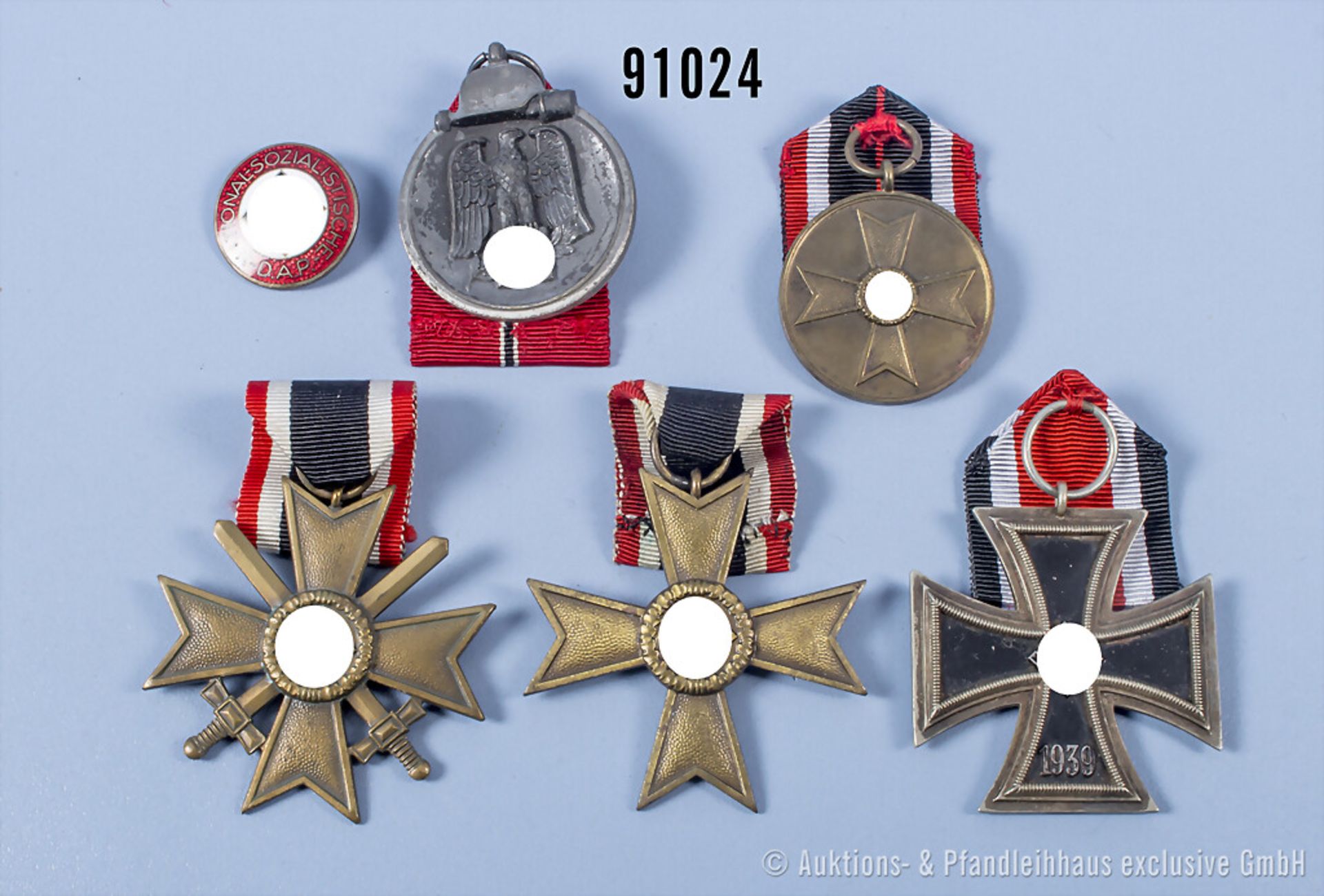 Konv. EK 2 1939, KVK 2. Klasse mit und ohne Schwerter, KVK Medaille, Ostmedaille sowie ...