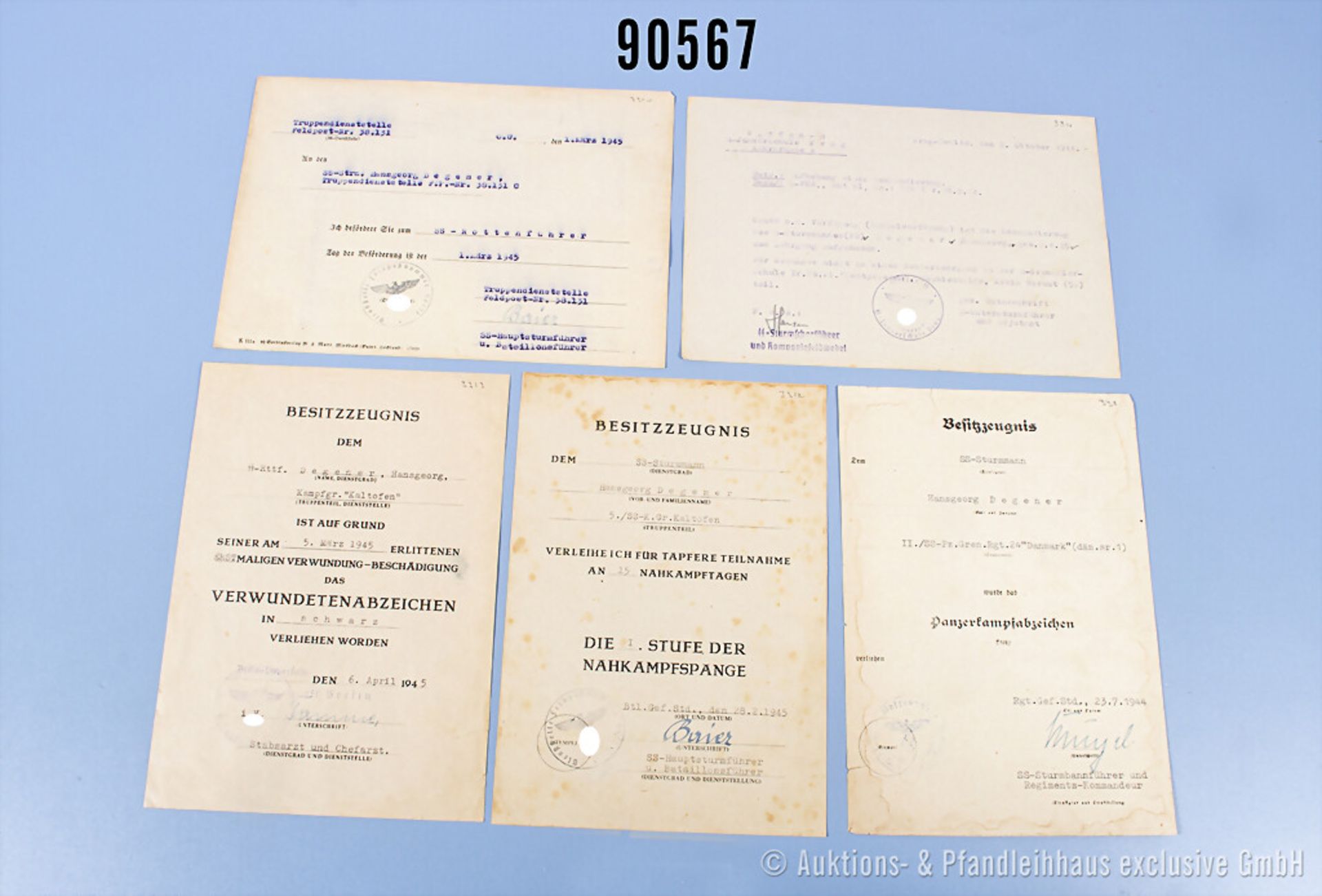 Dokumentennachlass eines Rottenführers der Waffen-SS im SS-Panzer-Grenadier-Regiment 24 ...