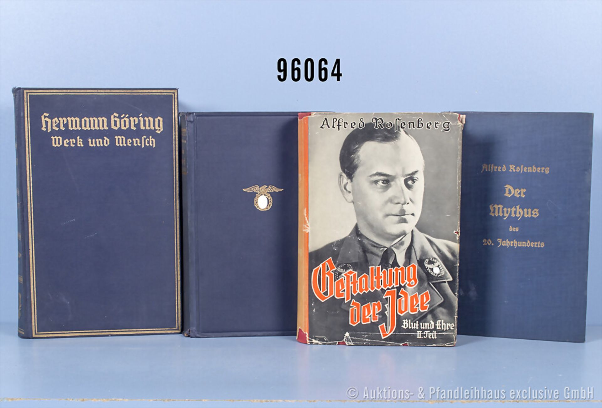 Konv. 4 Bücher 3. Reich Adolf Hitler "Mein Kampf", blaue Leinenausf. von 1933, "Hermann ...