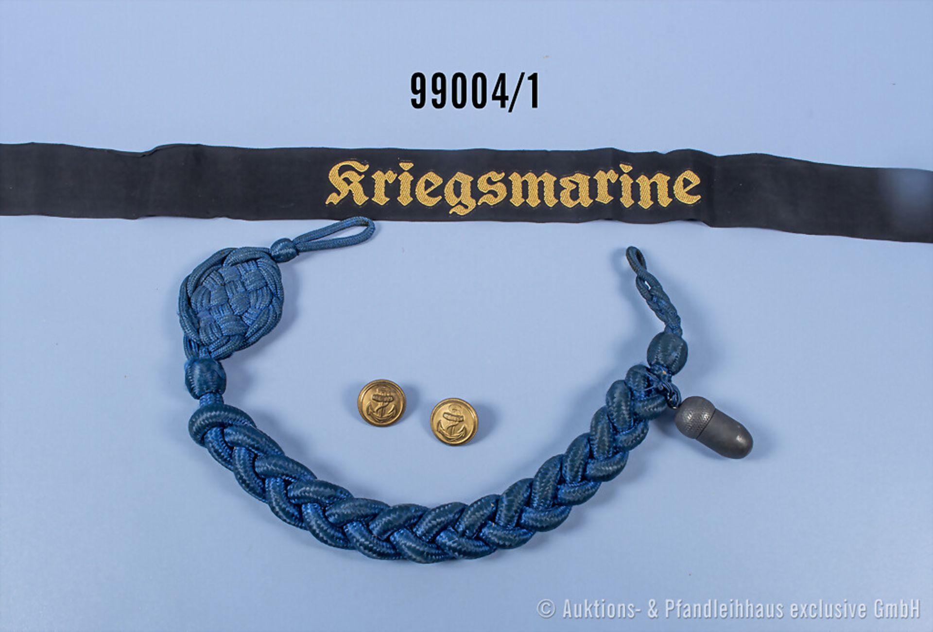 Kleiner Nachlass Kriegsmarine, Schützenschnur, Mützenband, 2 Knöpfe sowie div. Fotos ...