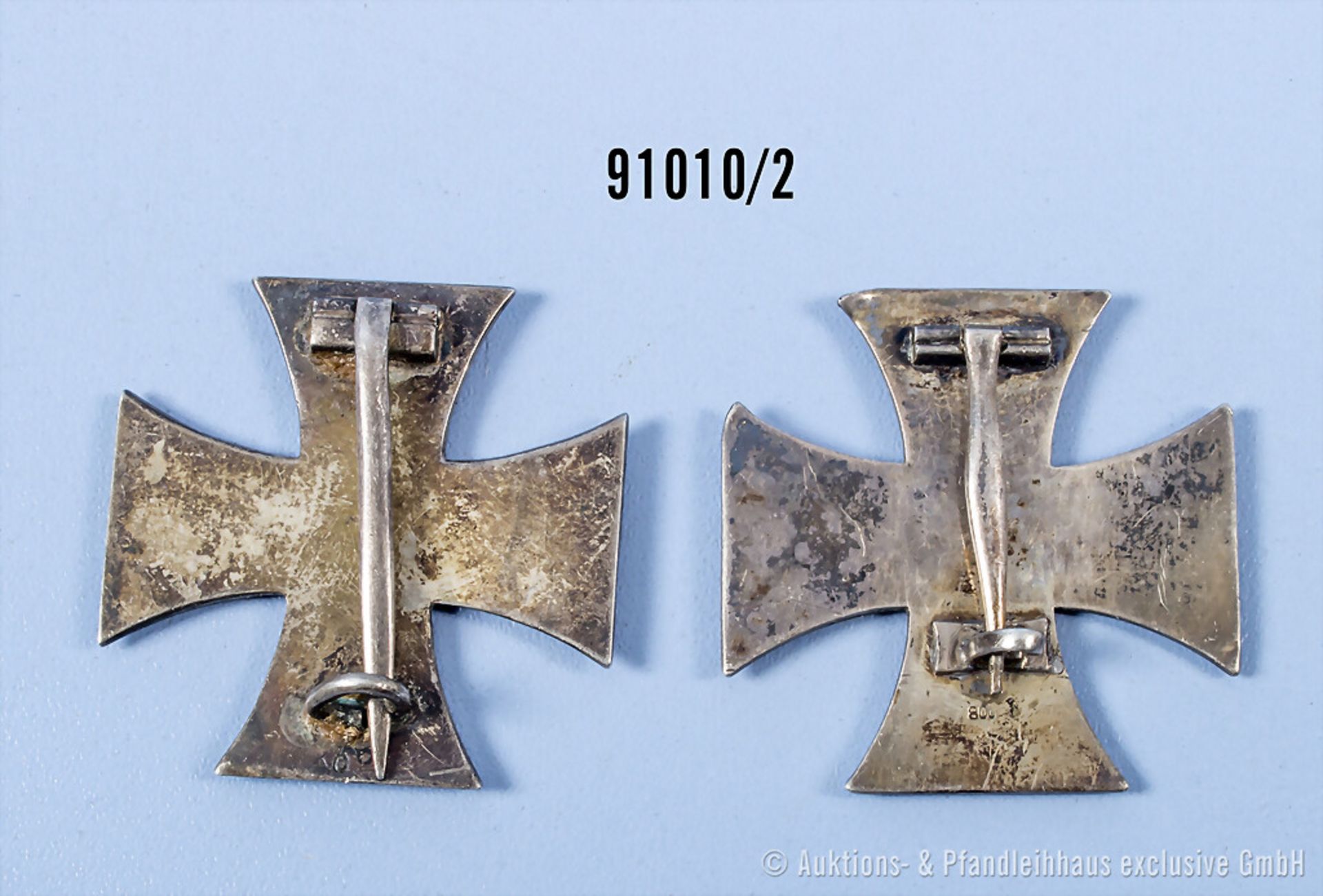 Konv. 2 stark getragene EK 1 1914, 1 x mit vermutlich zeitgenössisch repariertem ... - Image 2 of 2