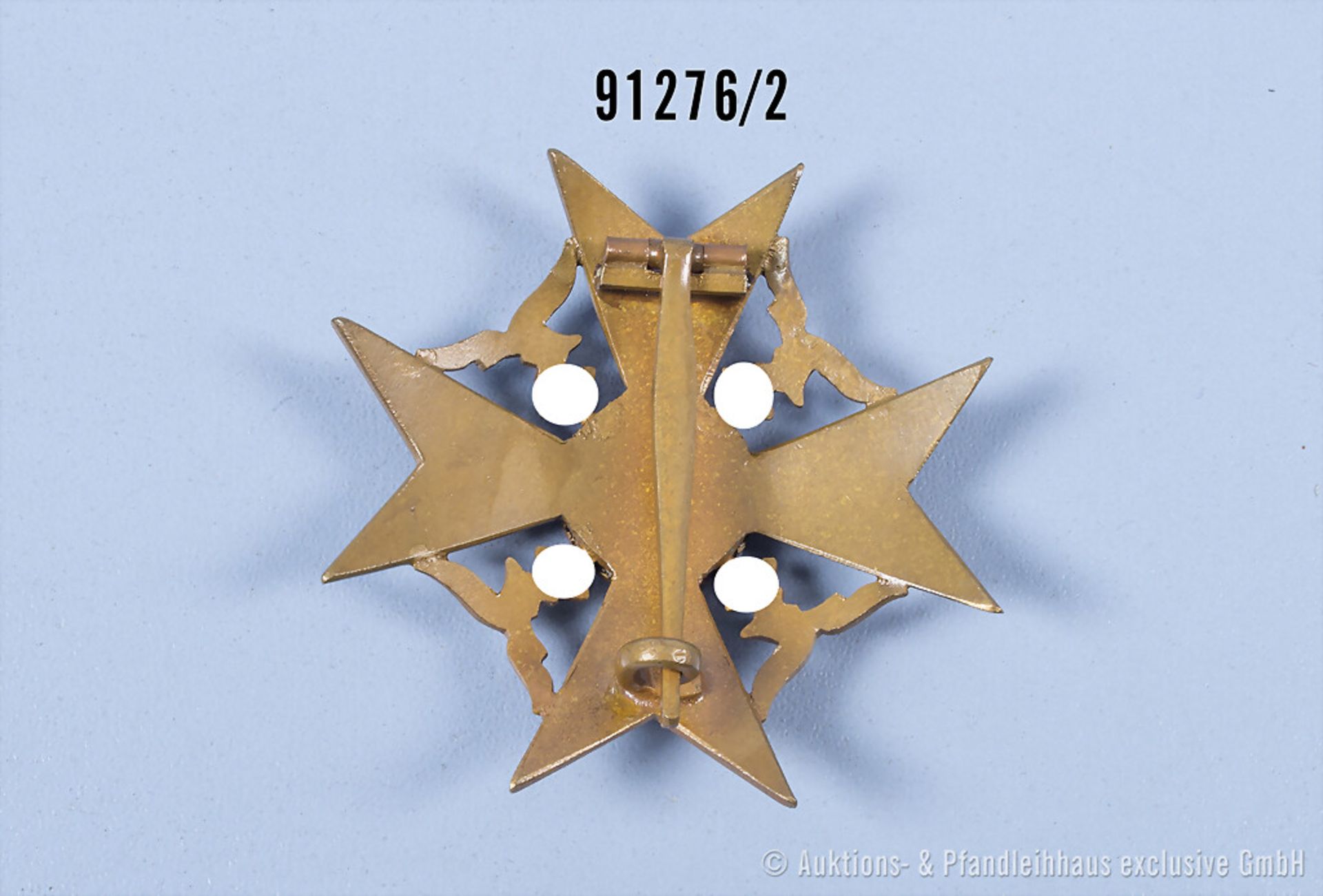 Spanienkreuz in Bronze ohne Schwerter, Buntmetallausf., im dazugehörigen Etui, guter ... - Bild 2 aus 2